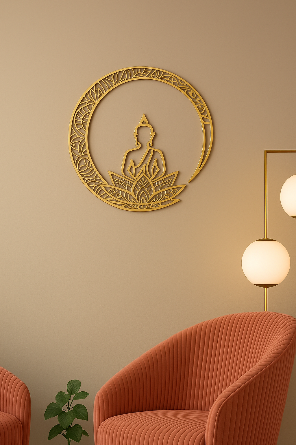 18" Buddha Circle Wall Art – Intricate Mandala Design