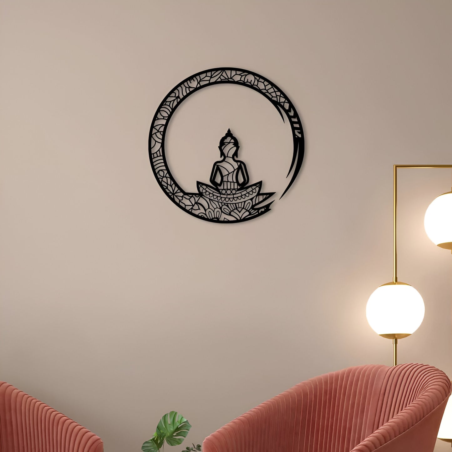 18" Buddha Circle Wall Art – Intricate Mandala Design