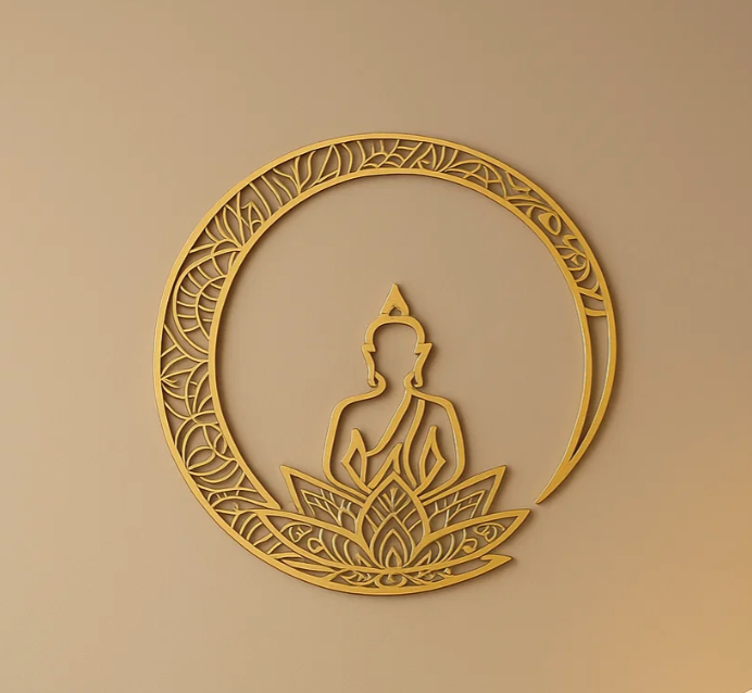 18" Buddha Circle Wall Art – Intricate Mandala Design