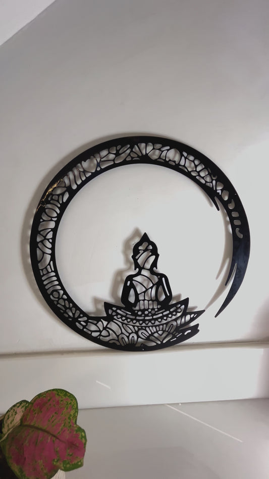 18" Buddha Circle Wall Art – Intricate Mandala Design